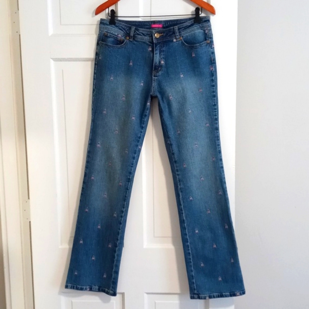 👛RARE/VTG Lilly Pulitzer👛 - Main Line Boot Cut Jean w/Embroidered Purses
